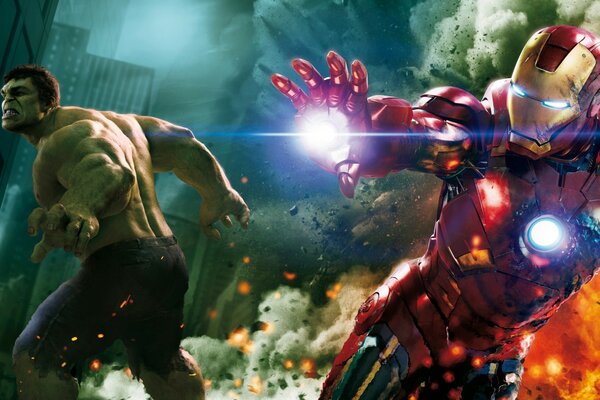 Iron Man et Hulk au combat