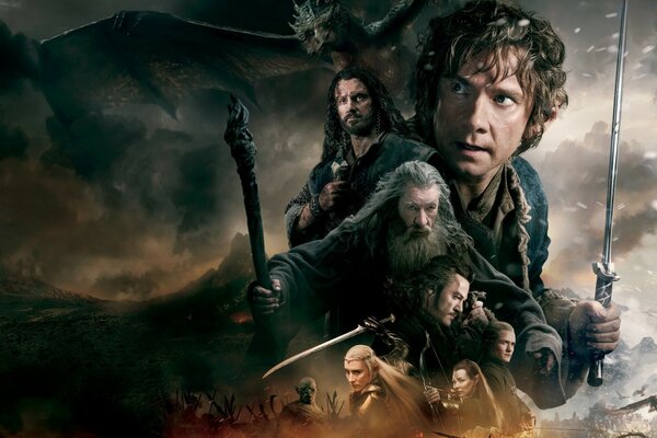 La gente de la película de los Hobbits en la tormenta