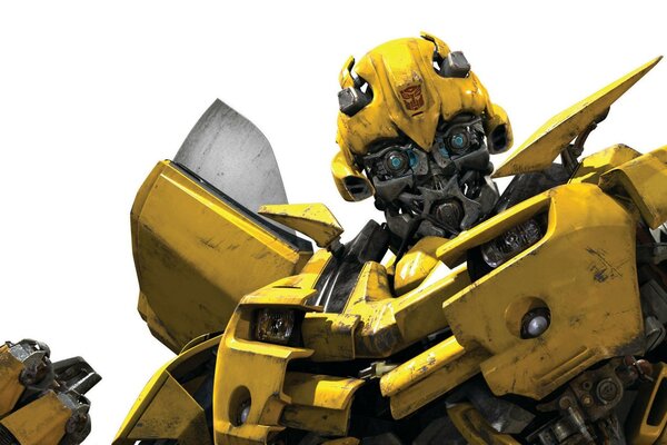 Yellow transformer on a white background