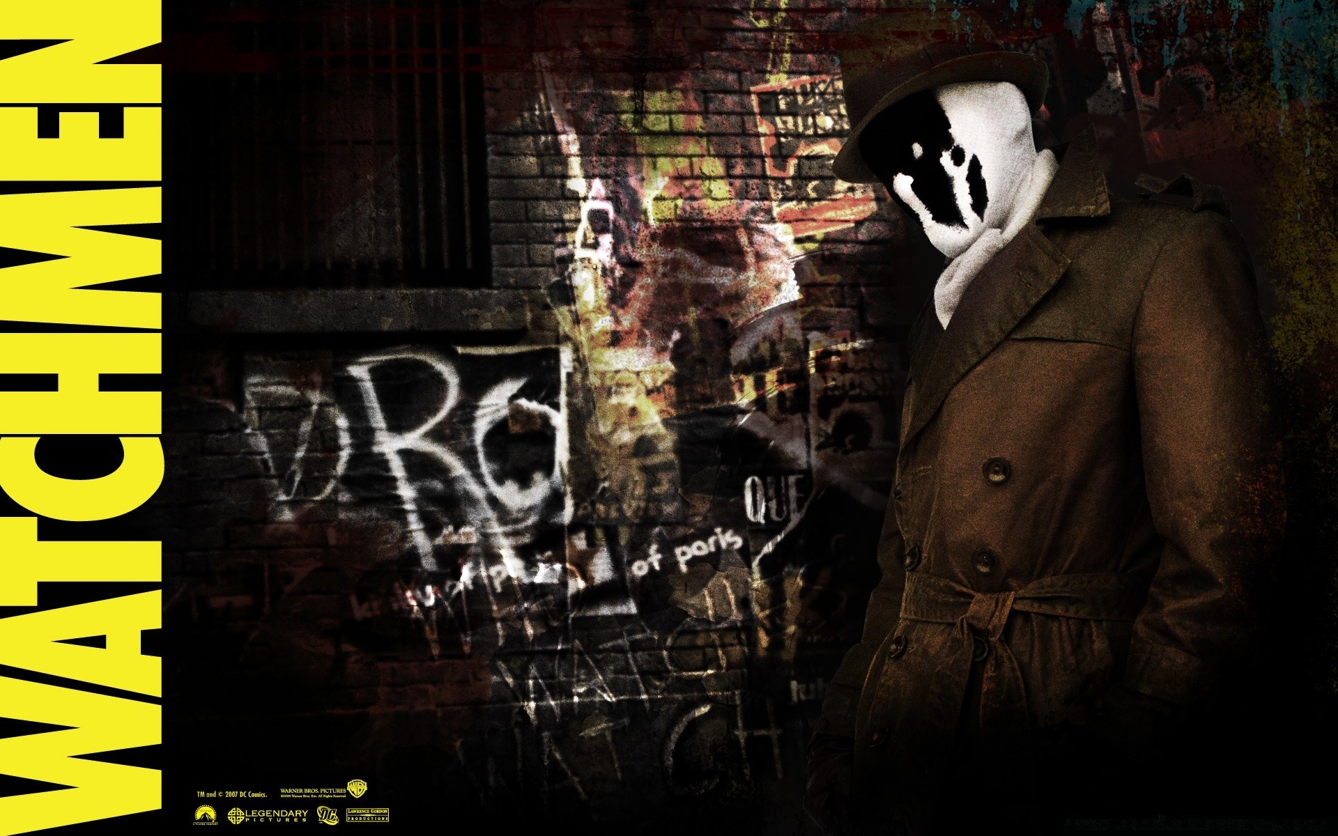 watchmen graffiti man street symbol offense dark illustration