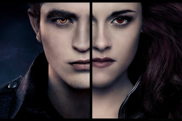 Twilight movie, collage of Edward and Bella