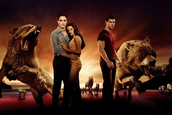 Twilight movie poster people and dogs