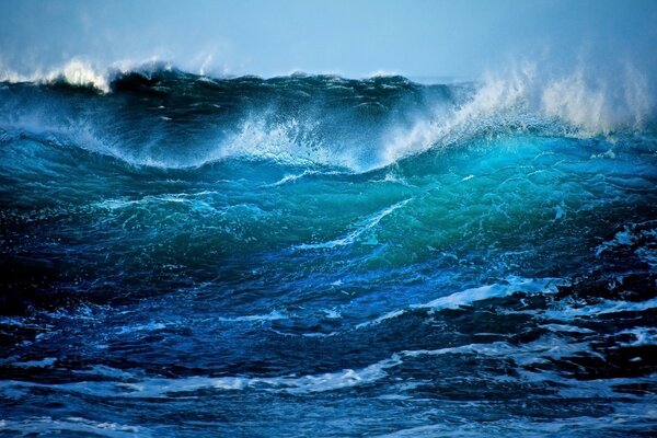 Vagues agitées de l océan bleu