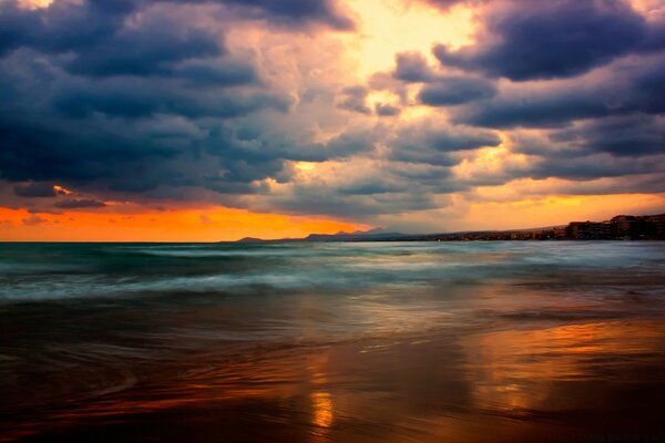 Lush clouds. Reflection in water