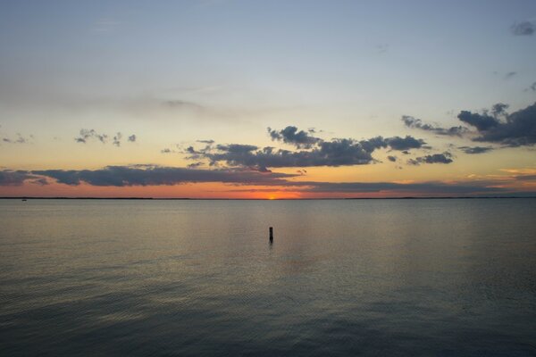 Morning sunrise on the quiet sea