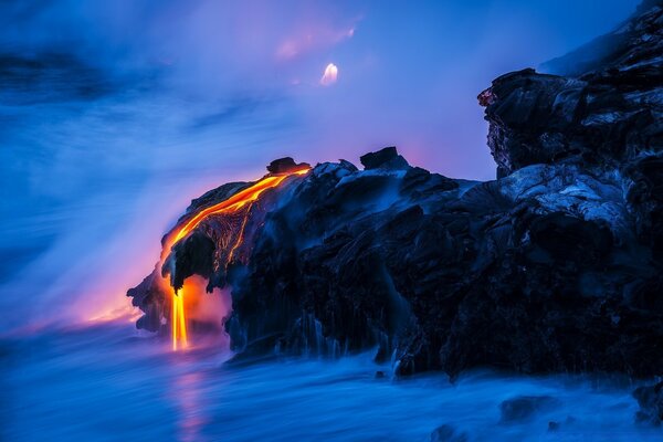 Stone islands in a haze in the ocean