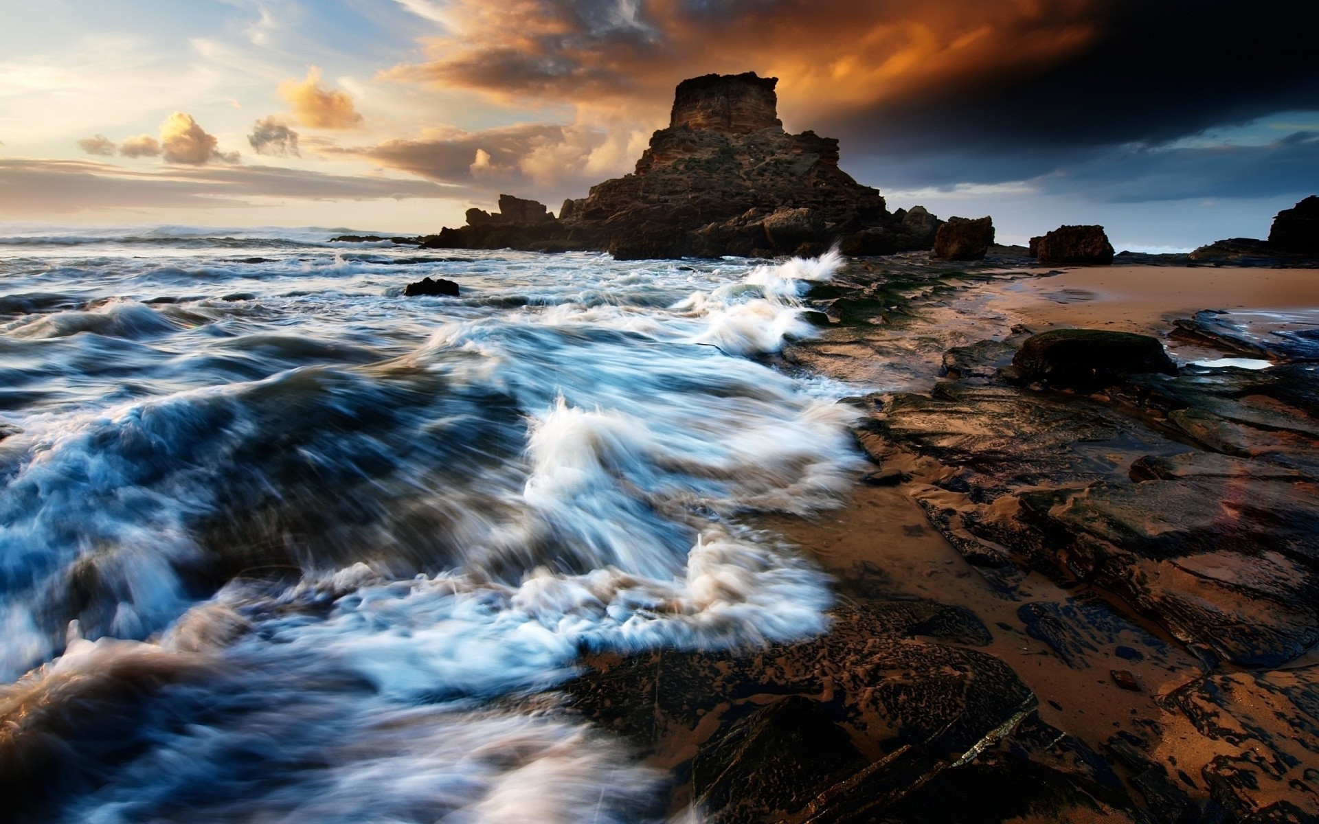 mer et océan coucher de soleil eau mer aube plage océan paysage crépuscule soir mer paysage surf rock voyage soleil photographie ciel