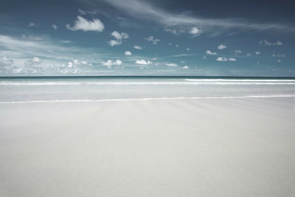 The purest sand on the beach by the ocean