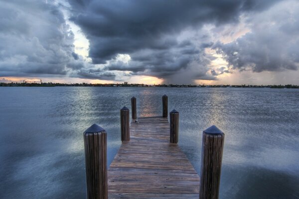 Wooden walkway over the water sea pier relax nature