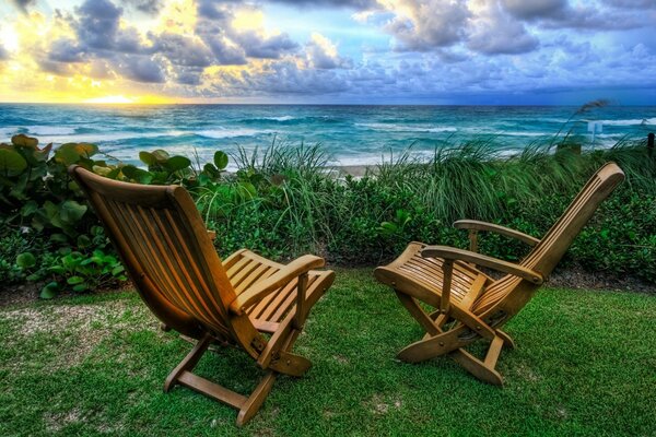 Resort landscape:the sky, the sea, a place to relax