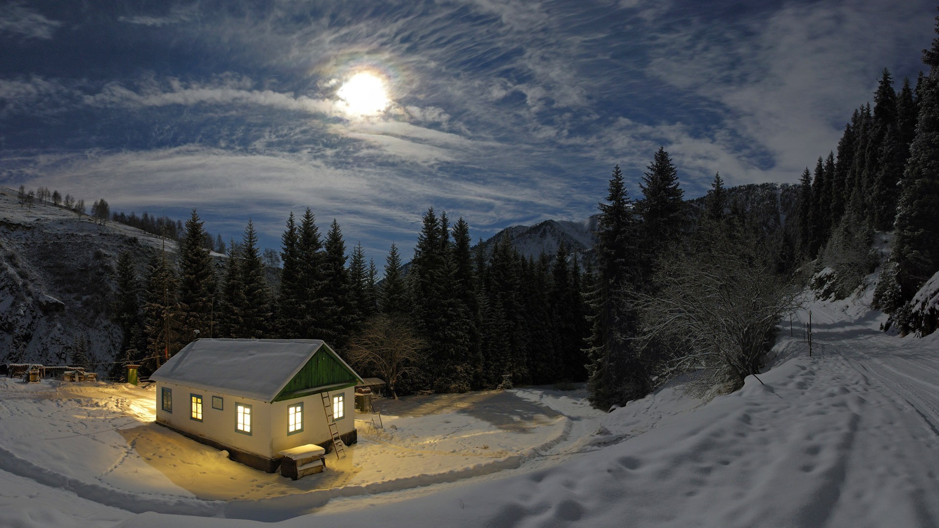 nacht abenddämmerung abenddämmerung schnee winter kälte berge eis landschaft natur gefroren reisen baum im freien holz dämmerung licht landschaftlich himmel evergreen frost sonnenuntergang