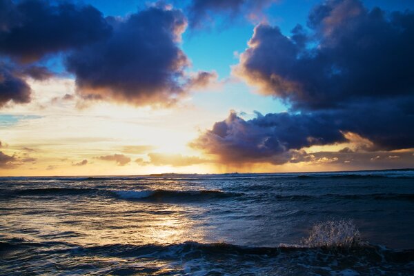 Beautiful sunset. Reflection of the sun in the water