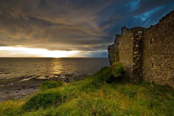 Sea, ocean and beautiful landscape with sunset