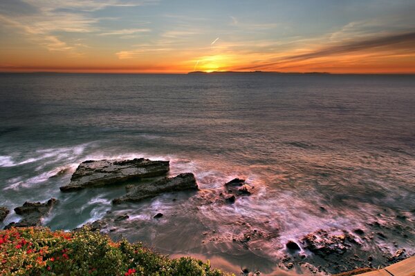 Summer sunset on a wild beach