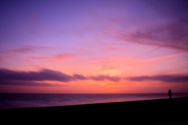 Pink-purple mysterious sunset