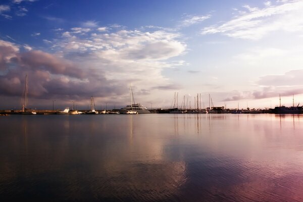 Reflection of the sea at sunset