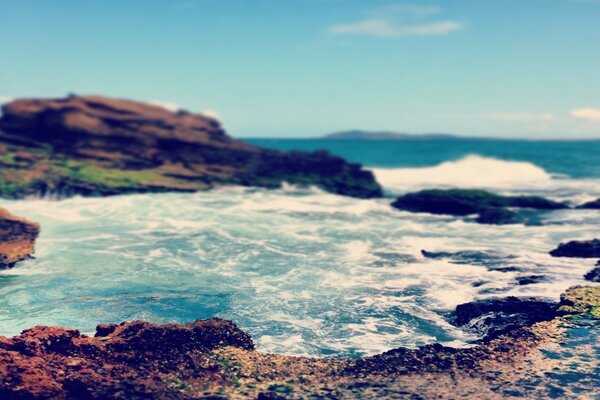 Côte de mer avec de l eau d émeraude