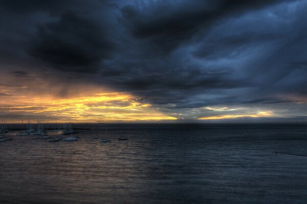 Menacing sky over the Pacific sea