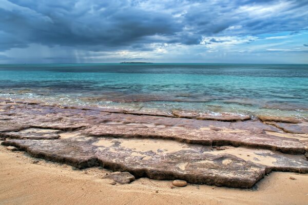 Sea view from the sandy beach