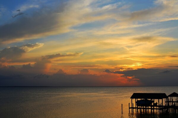 Fishing pier in the twilight