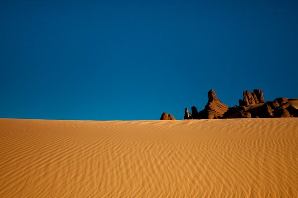 Desert, sand, mountains and sky