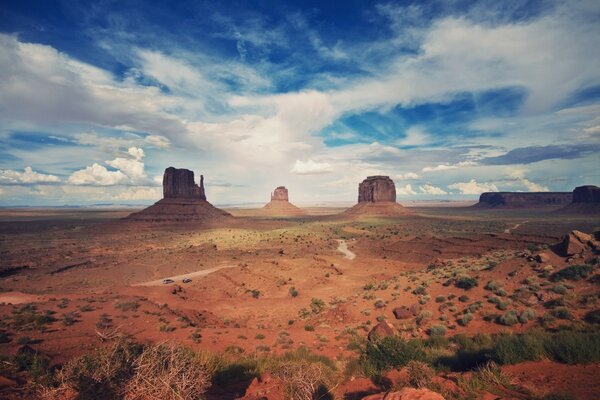 Picturesque desert landscape at sunset