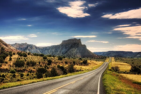 Landscape of a road in the desert in