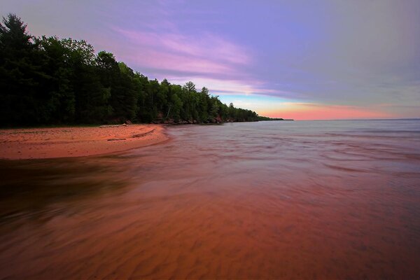 Twilight at sunset in the sea