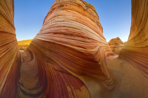 The canyons of the desert are corroded by erosion