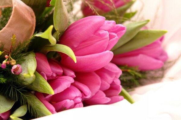 Natural flowers with leaves close-up