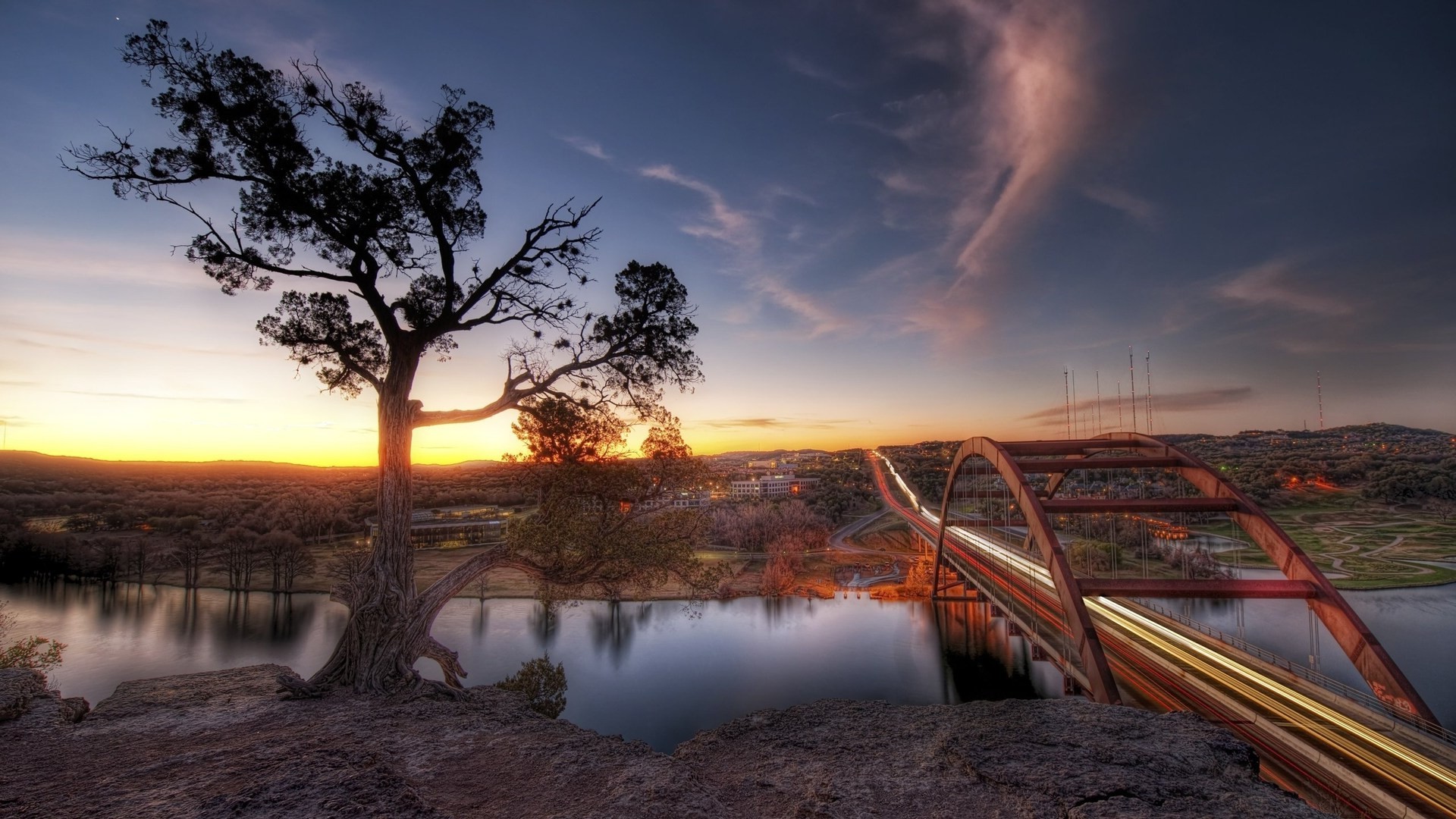 ponts coucher de soleil eau aube voyage ciel soir crépuscule paysage lumière lac arbre rivière soleil réflexion nature pont à l extérieur