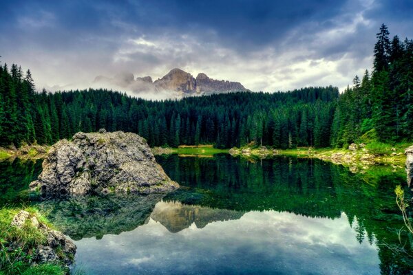 Ein schöner See, der von Wald umgeben ist