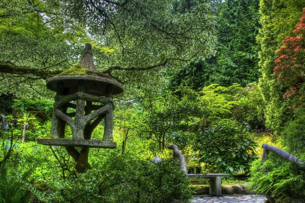 Beautiful green park bench