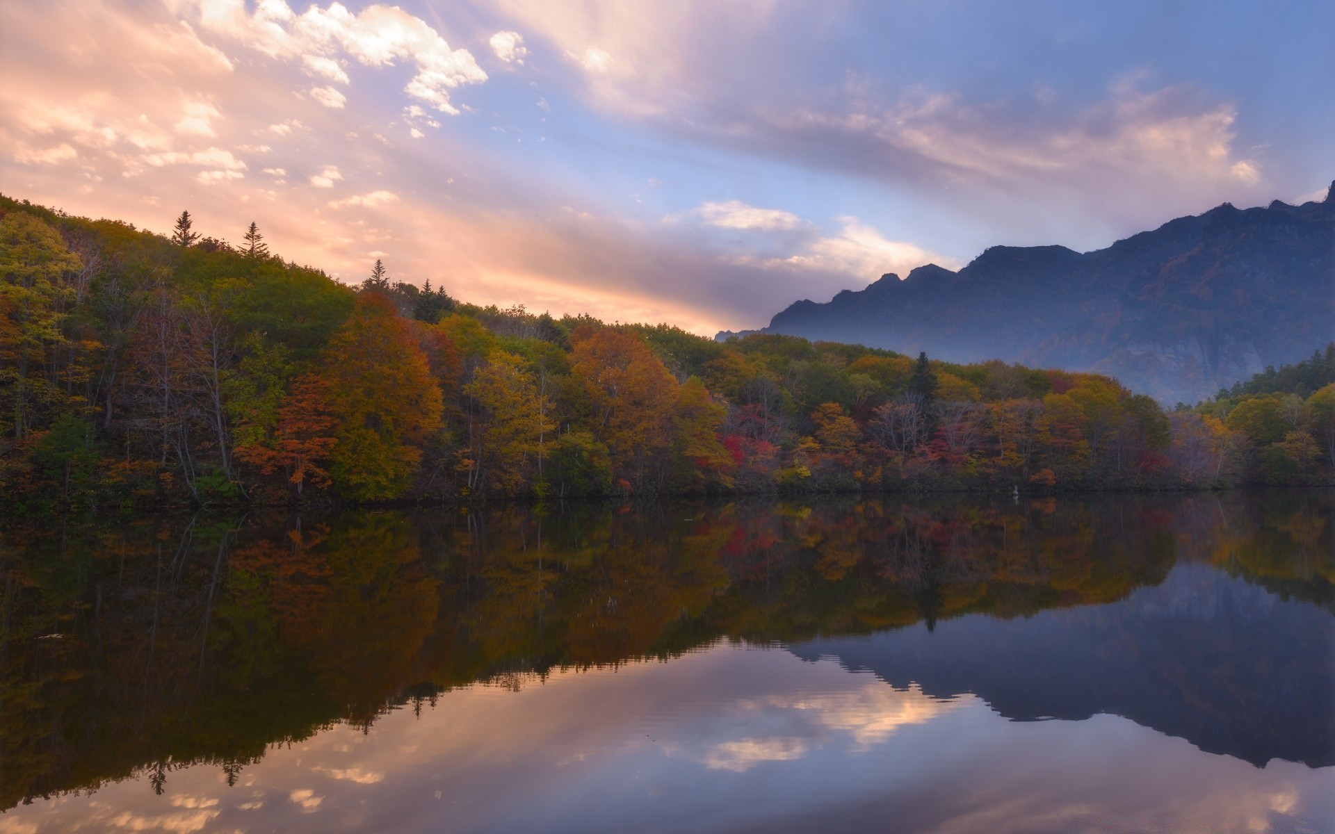 lake landscape dawn water sunset fog tree nature fall travel river sky mountain reflection outdoors evening wood mist daylight