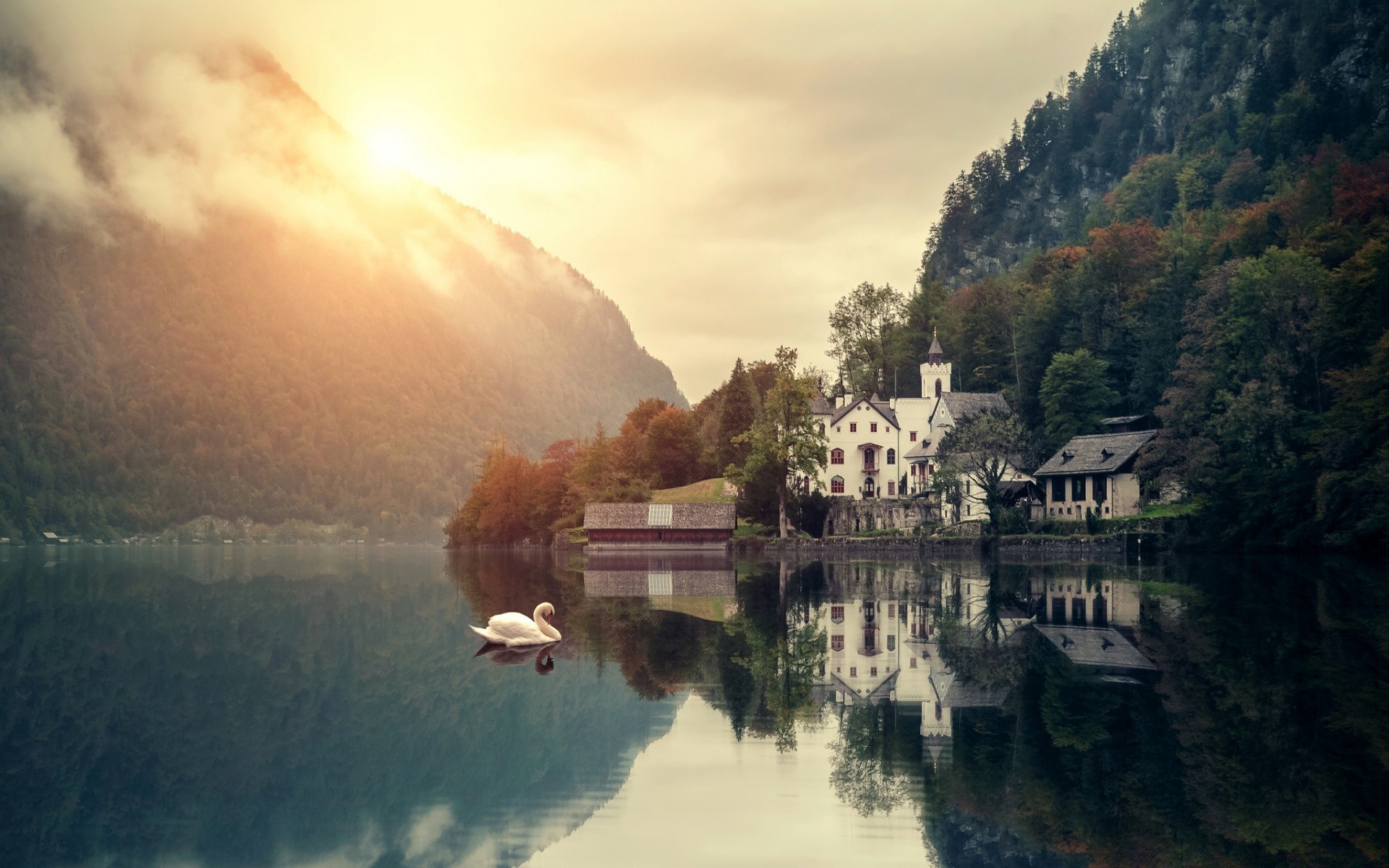 lake water fog outdoors dawn river reflection mist nature travel sunset landscape tree sky