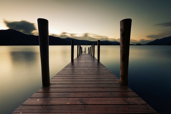 Sea pier on a warm evening