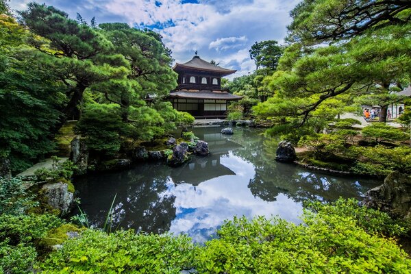 Chinese house by the lake. Nature