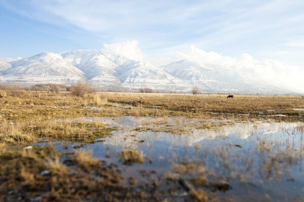 Viaggio verso le maestose montagne innevate