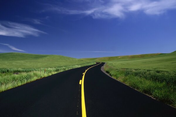 Beautiful flat road near the plains