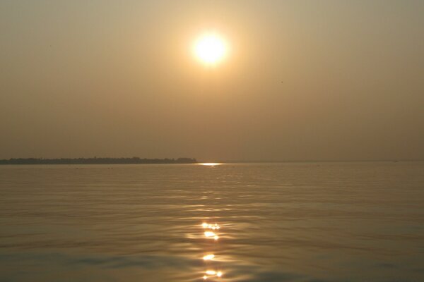 Sunset landscapes over water