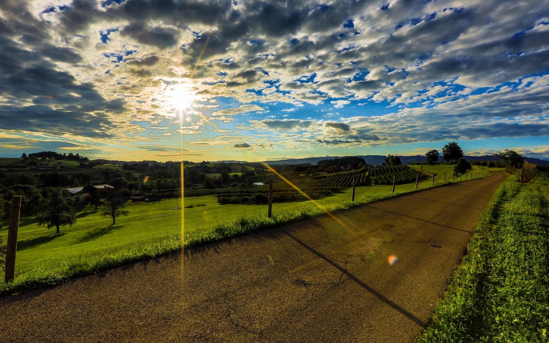 paisaje paisaje cielo puesta de sol naturaleza árbol campo hierba carretera luz sol amanecer viaje noche campo nube rural granja