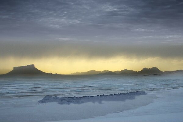 Charming winter landscape with mountains