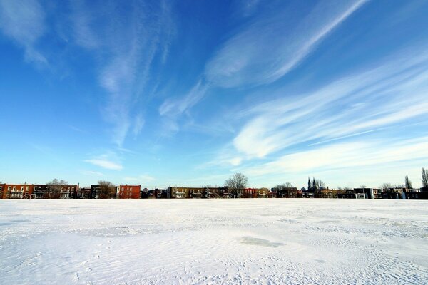 Winter landscape of early morning