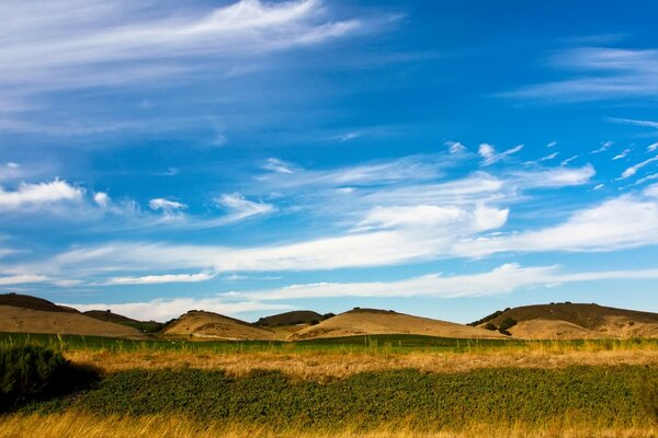 Distant hills and endless blue sky