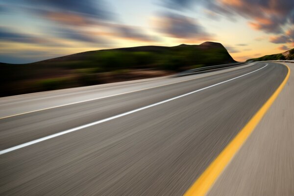 A deserted highway with a traffic effect