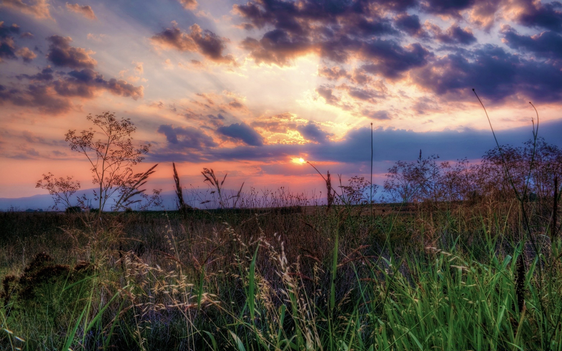 landschaft landschaft himmel sonnenuntergang natur feld gras dämmerung wolke sonne dämmerung licht abend mittwoch baum horizont ländliche farbe heuhaufen