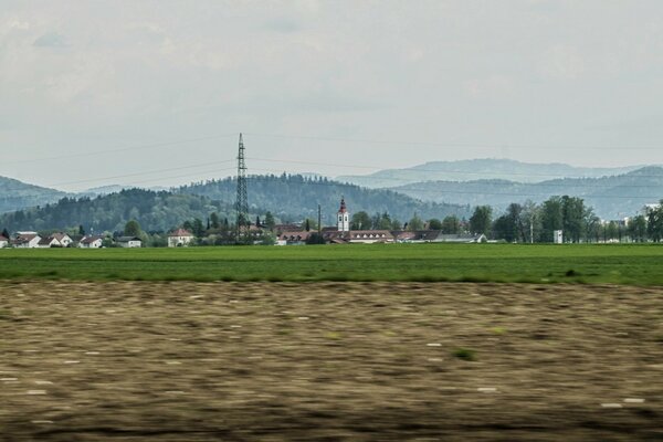 Landscape farm farming on the background