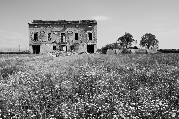 Landschaft eines verlassenen Hauses im Freien