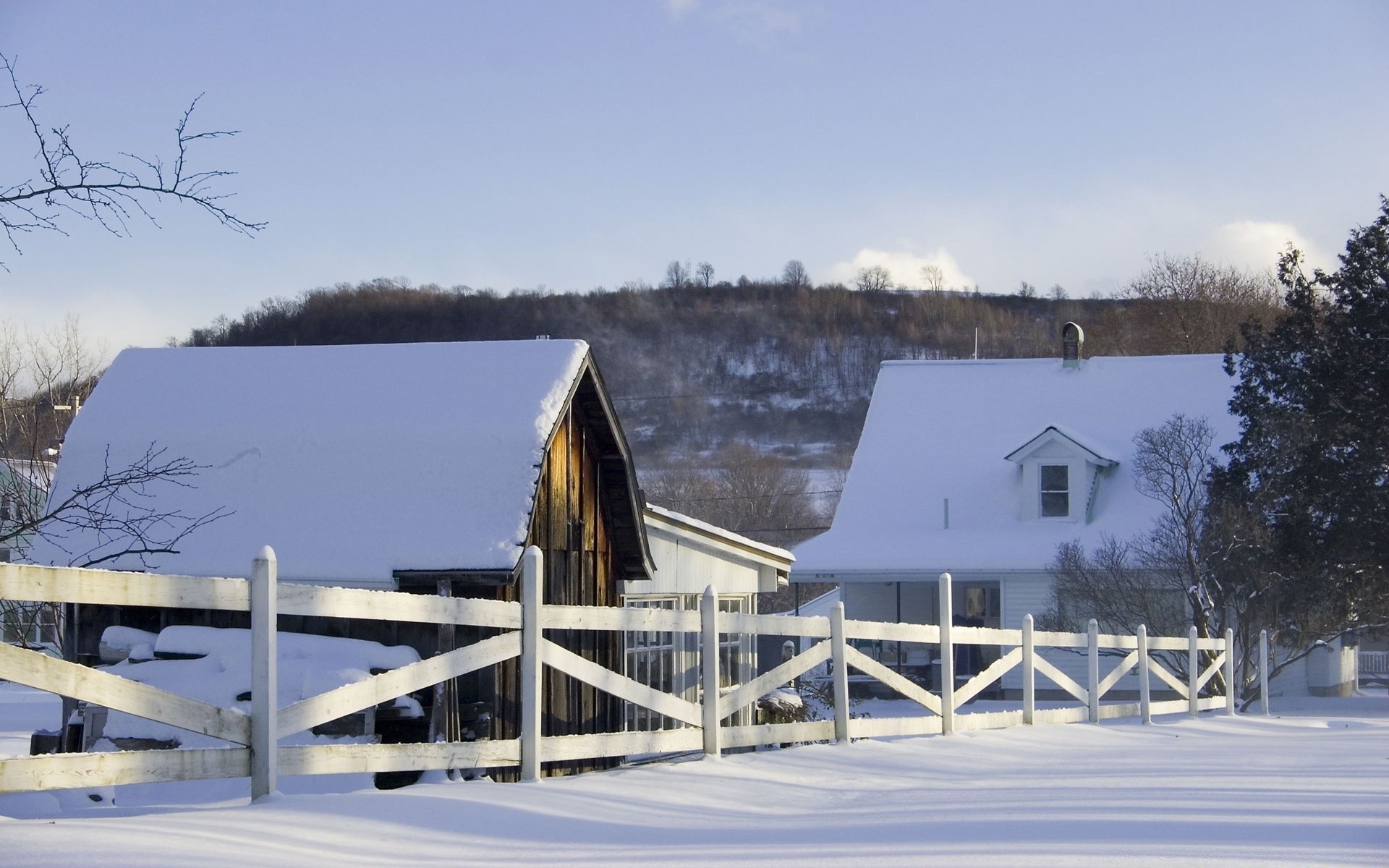 landscapes winter snow cold wood landscape outdoors fence water house bungalow sky daylight tree ice frost weather building frozen barn