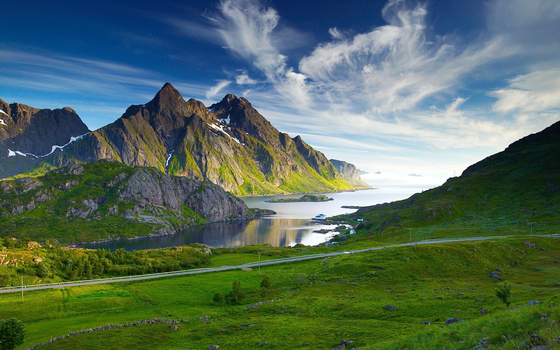 berge landschaft berge reisen himmel natur im freien wasser tal see gras schnee sommer